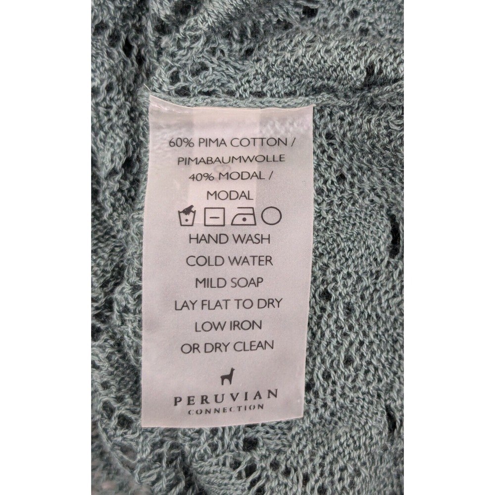 Peruvian Connection Green Crochet Open Bolero Cardigan Size M - Picture 8 of 13